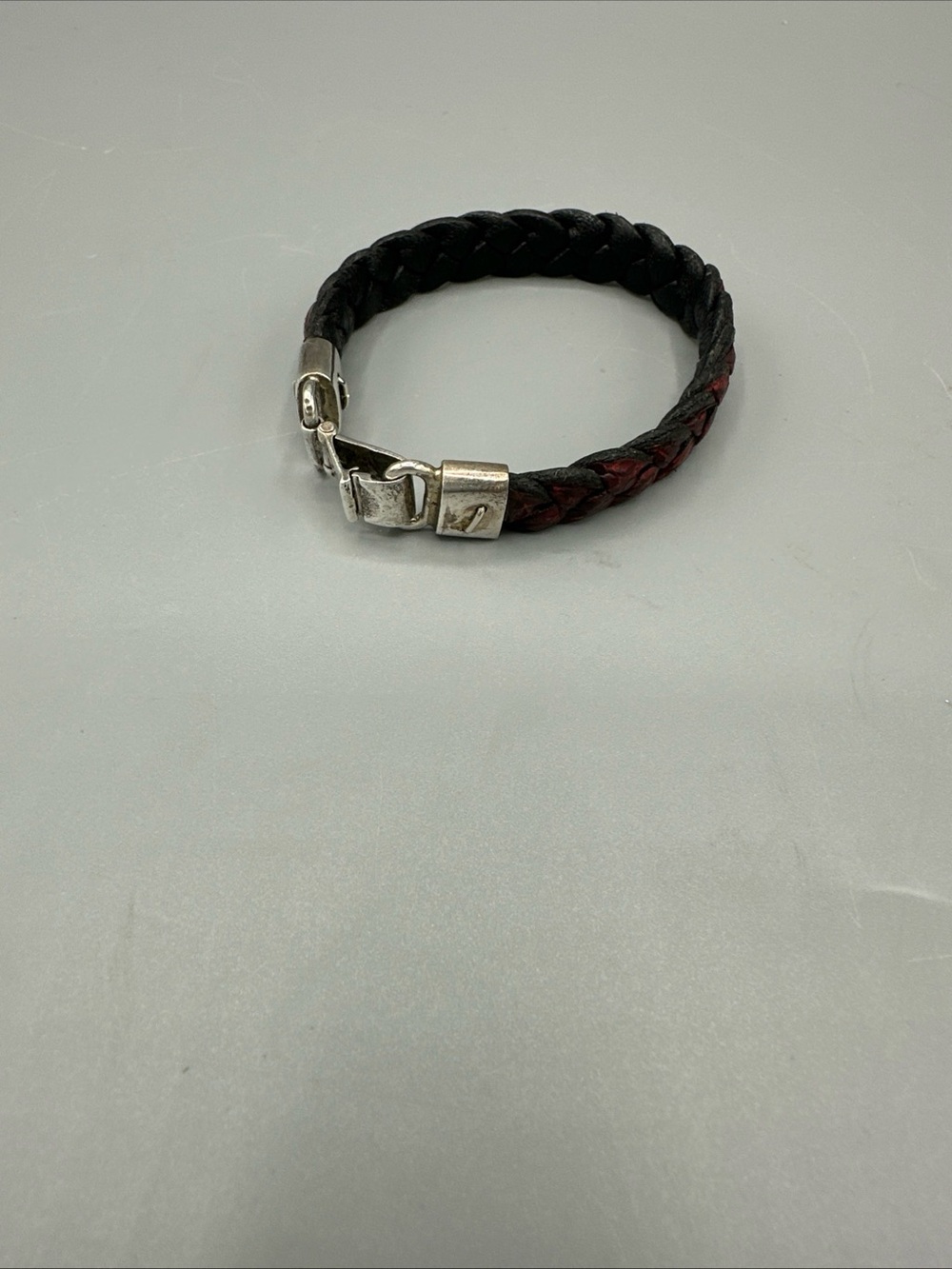 Authentic Pandora Moments Braided Leather Bracelet Red/Black S925 ALE